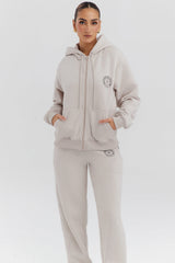 cloud cotton fleece-back zip through hoodie