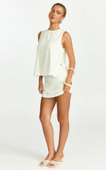 Eddie Top - Linen Blend Shell Top in White