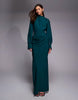 Tall high neck drape maxi dress with drape skirt in teal