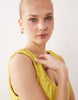 scoop ruched neck mini sundress in techy fabric in lime