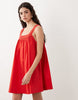 square neck lace trim mini sundress in red