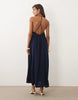 Mango strappy flowy midaxi dress in dark blue
