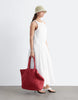 & Other Stories pure cotton trapeze midaxi dress with dropped waist in white