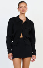 Isabel Top - Long Sleeve Oversized Knit Shacket in Black