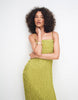 all over embellished cami midi dress in olive green
