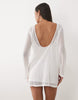 Mango Teen knit long sleeve mini dress in white