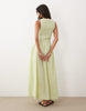 scoop neck crinkle maxi sundress with shirred waist in lime