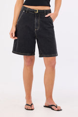 Perfect Stranger Longline Denim Short Washed Grey