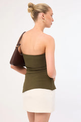 Perfect Stranger Athena Strapless Knit Top Khaki