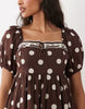 Abercrombie & Fitch puff sleeve mini babydoll dress in brown polka dot print