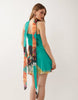 cami mini dress with scarf in aqua floral