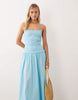 crinkle maxi sundress with shirred dropped waist in tropical turquoise