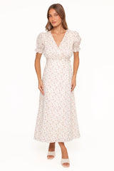 Mabella Midi Dress - Peach Ditsy Floral
