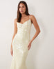 Wanderdoll Rhea cami cup detail sequin maxi dress in lemon