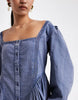 Miss Selfridge long sleeve chambray mini dress in blue wash