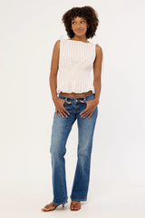 Luck & Trouble Andie Ruched Tie Top Pink Stripe