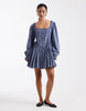 Miss Selfridge long sleeve chambray mini dress in blue wash