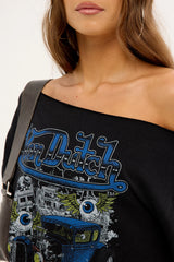 Von Dutch Von Dutch One Shoulder SS Tee Washed Black