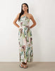 crinkle cami halter midi dress in shell print