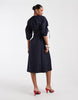 & Other Stories volume cinch sleeve midi dress in dark navy