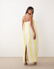 ARRANGE pleat detail cocoon bandeau maxi dress in yellow stripe