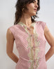 Topshop delicate tie front dress in pink stripe