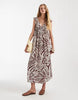 Vero Moda ruffle shoulder V-neck maxi dress in chocolate zebra print
