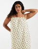 PIECES Curve cotton cami maxi dress in yellow and brown polka dot print
