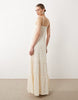 lace trapeze maxi dress in neutral