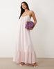 Gina Tricot pure cotton flowy strappy maxi dress in pink