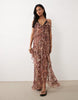 Miss Selfridge ruffle cami maxi beach cover up in paisley print