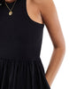 YAS racer neck jersey and cotton hybrid maxi dress in black