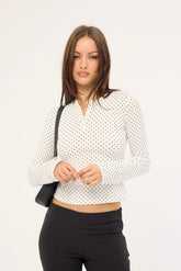Motel Delano Top White Micro Polka Black