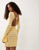 Miss Selfridge crochet long sleeve mini dress in butter yellow