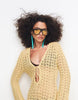 Noughts & Kisses scoop neck crochet long sleeve maxi dress in yellow