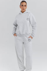 light grey marl cotton fleece-back hoodie