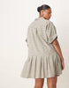 Curve boxy mini shirt dress with dropped waist in black and white plaid