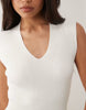 Mango compact knit sleeveless midi dress in white