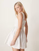 scoop neck pleated waist mini sundress in white