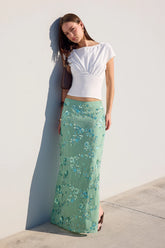 Luck & Trouble Avenia Sequin Maxi Skirt Teal