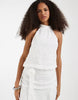 Vero Moda halterneck rose applique tie detail mini dress in white