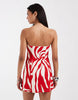 ONLY bandeau mini dress in red floral