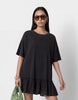 Noisy May dropped hem t-shirt dress with seam detailing in washed black