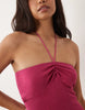 Mango Teen knit halterneck maxi dress in bright pink