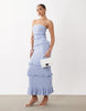 Gina Tricot tiered frill bandeau maxi dress in blue