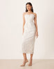 Pretty Lavish Bridal floral tulle beaded sleeveless frill sweetheart neckline midaxi dress in ivory