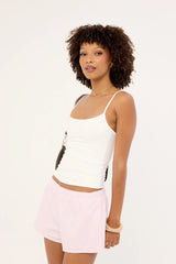 Luck & Trouble Suki Stripe Mid Rise Short Pink Stripe