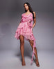 ASOS LUXE corsage mini dress with ruffle detail in pink