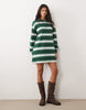 polo rugby mini dress in green stripes