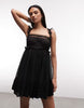 AllSaints Angela sleeveless lace ruched mini babydoll dress in black